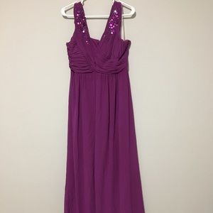 Sequin & Sheer Purple Formal Gown